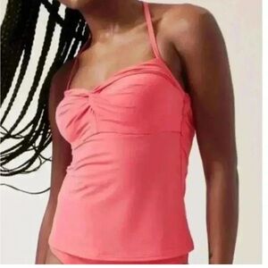 Athleta Hampton Bra Cup Swim Tankini Top Black UPF 50+ Beach Vacation 34 D/DD